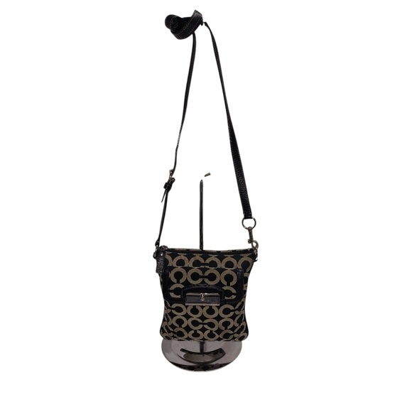 Coach Black and Cream Crossbody Bag with Monogram Pattern - Picture 1 of 9